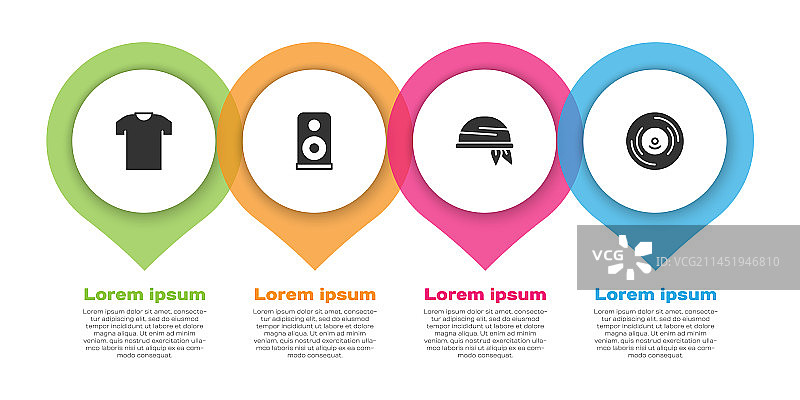 T恤、立体声扬声器、头巾和黑胶套装图片素材