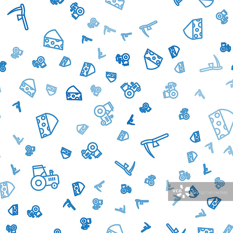 拖拉机镰刀奶酪无缝线条图片素材