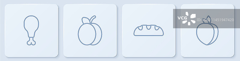 鸡腿、面包、李子等食物图片素材