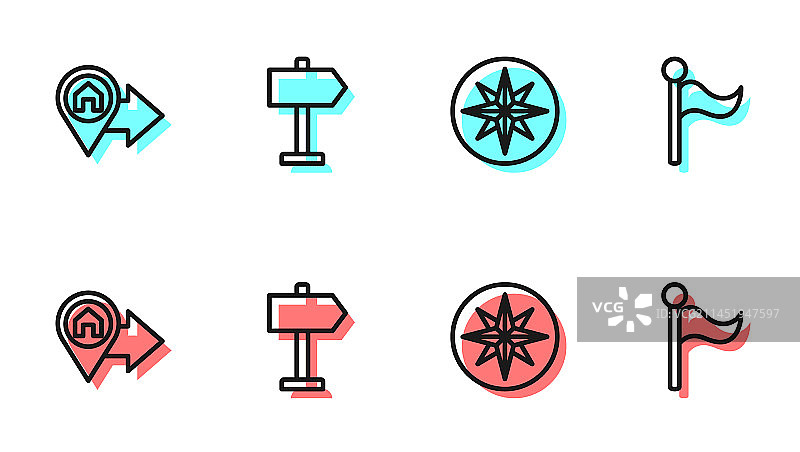 风向玫瑰房屋道路位置线条图标图片素材