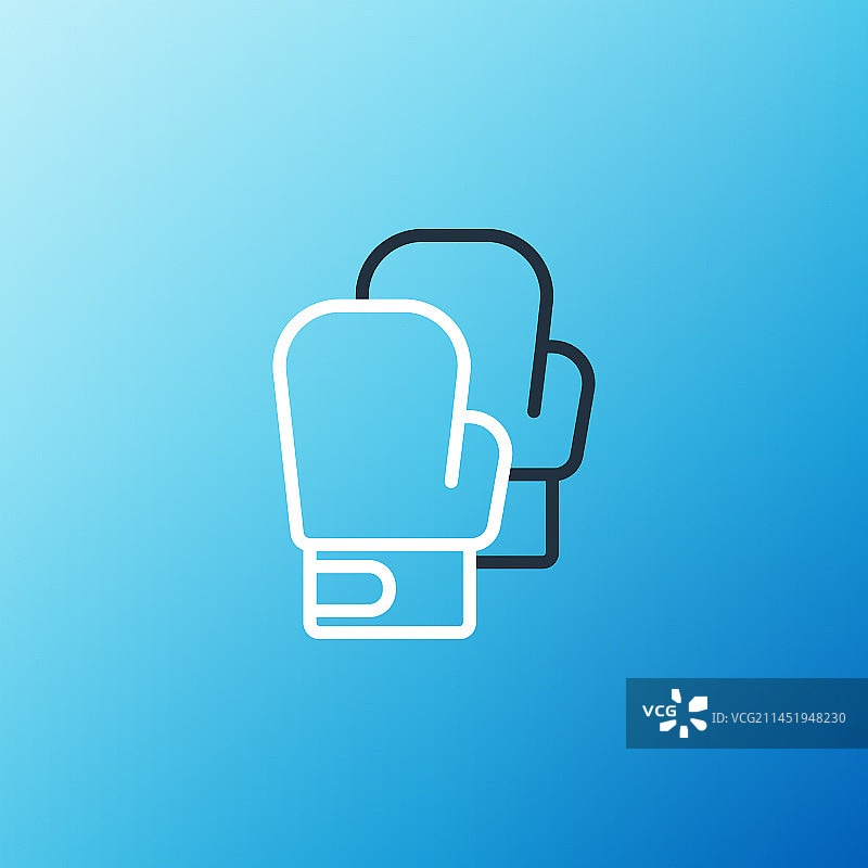 蓝色背景上的线条拳击手套图标图片素材