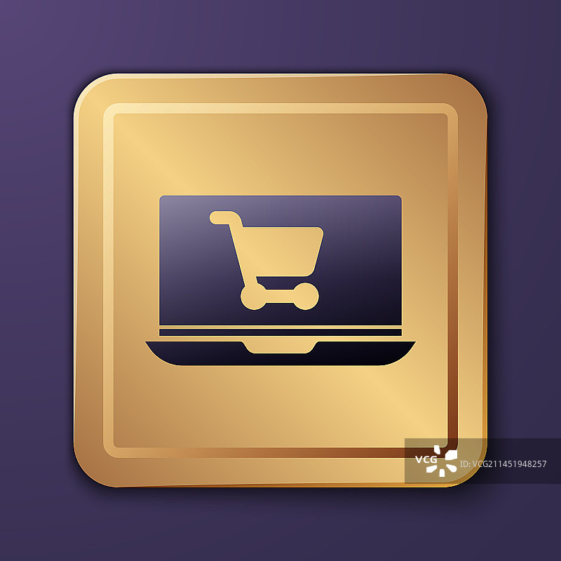 屏幕上的紫色购物车图标图片素材