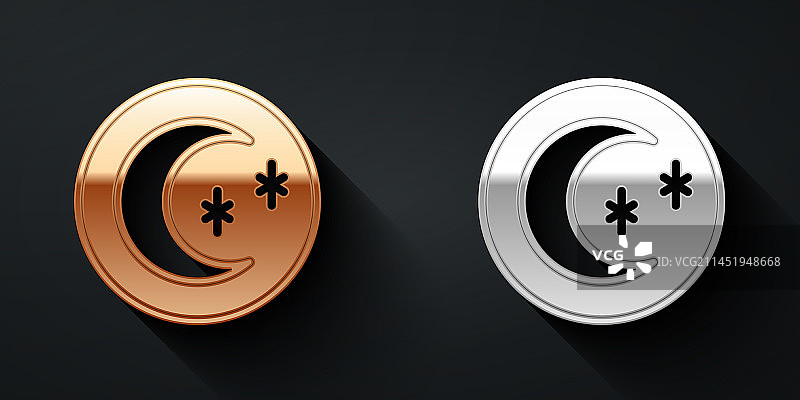 月亮和星星金银图标图片素材