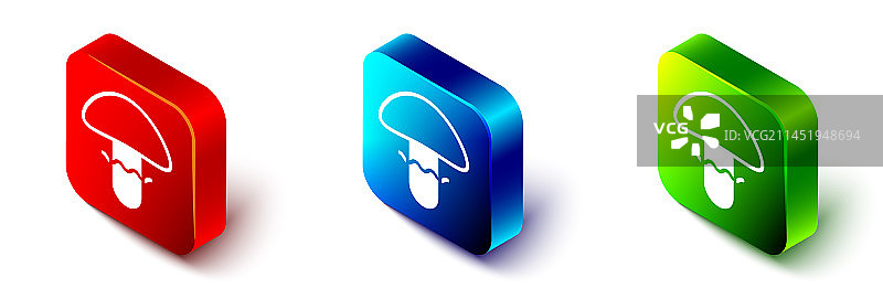 2.5D蘑菇图标，白色背景图片素材