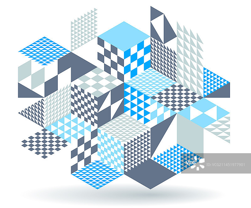 蓝色抽象几何立方体背景图片素材
