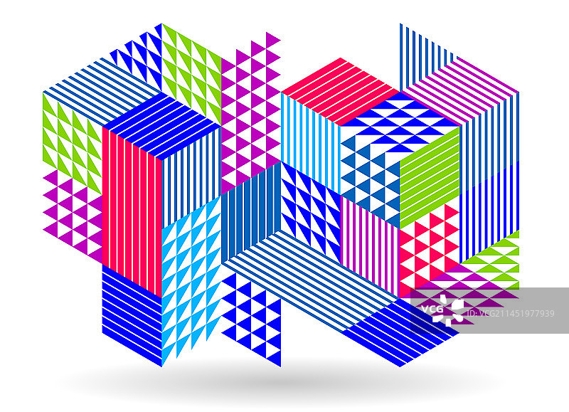 2.5D立方体几何抽象设计图片素材