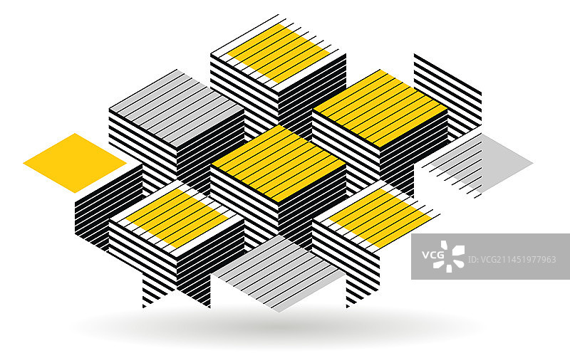 具有3D等距立方体几何体的抽象艺术图片素材