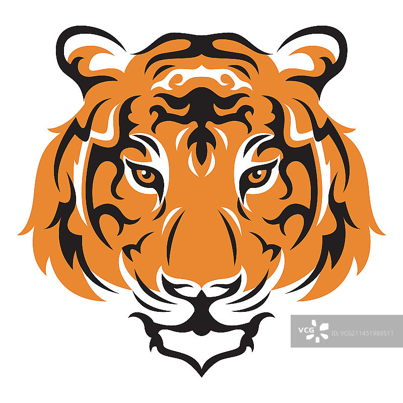 彩色母老虎头部笔触图片素材