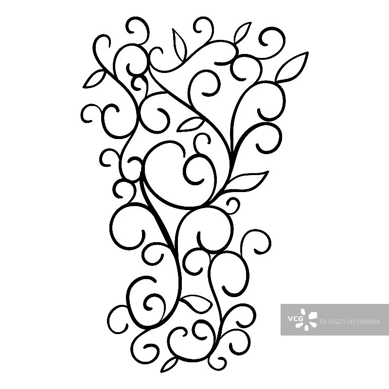 卷曲花纹叶子装饰风格图片素材