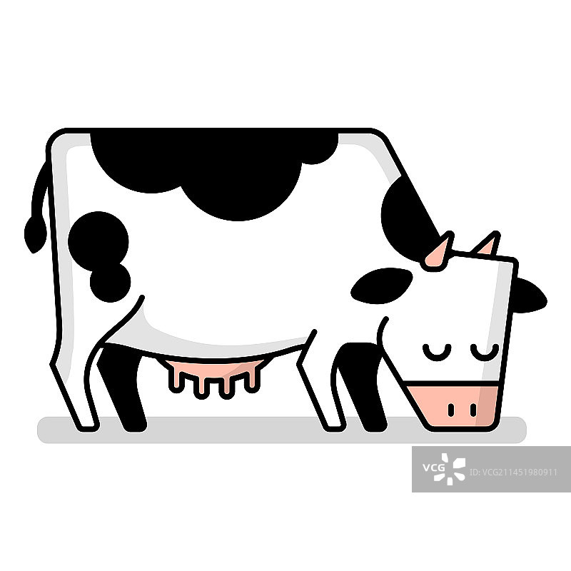 奶牛吃草卡通图片素材