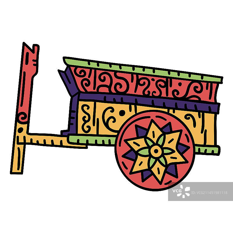 哥斯达黎加传统牛车彩色笔触图片素材