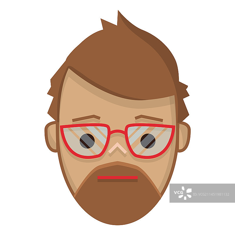 戴红色眼镜的担忧男人图片素材