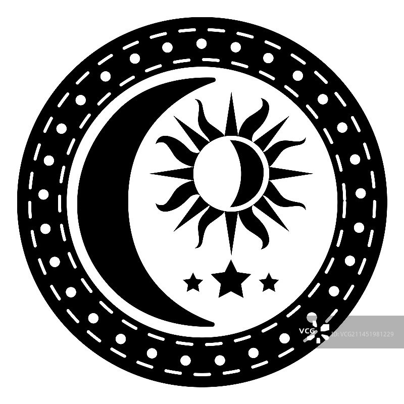 新月光芒星详细轮廓图片素材