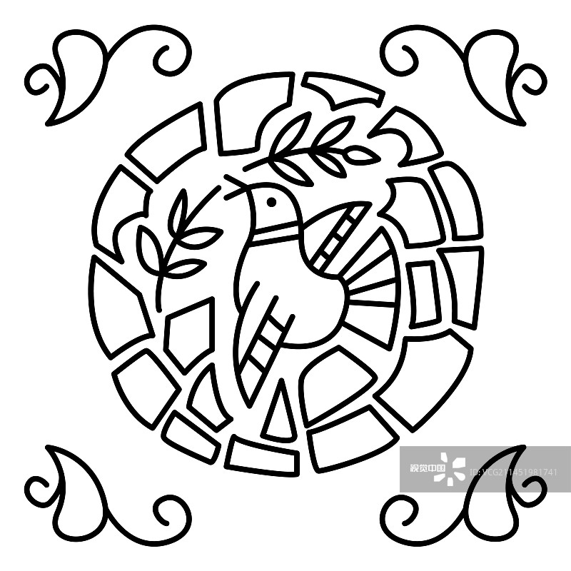彩色和平鸽装饰笔触设计图片素材