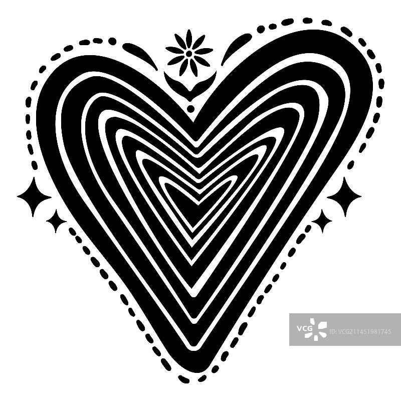 同心填充笔画的心形图片素材