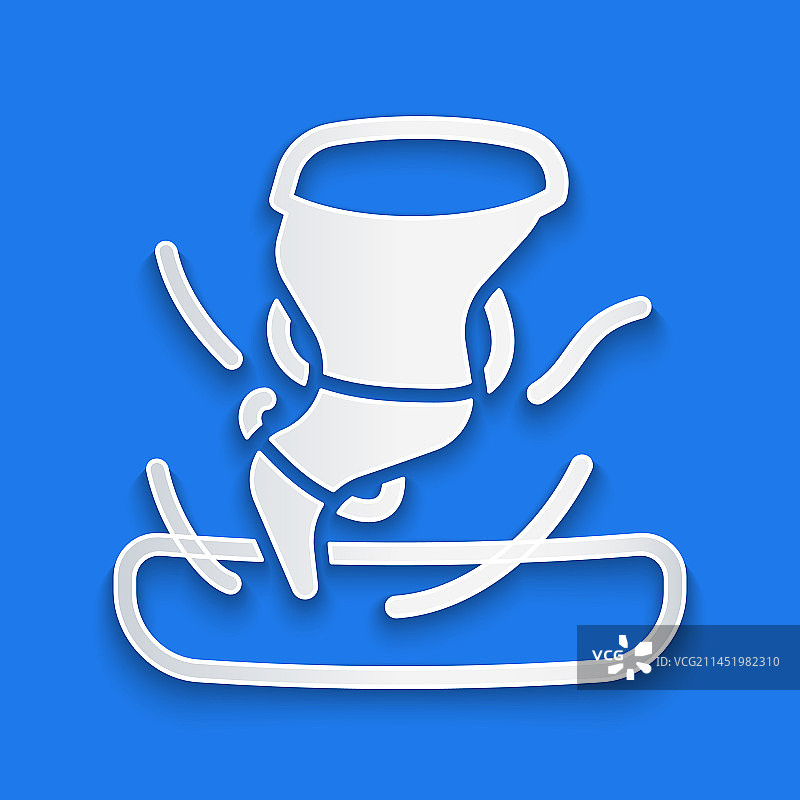 蓝色背景上的剪纸龙卷风图标图片素材