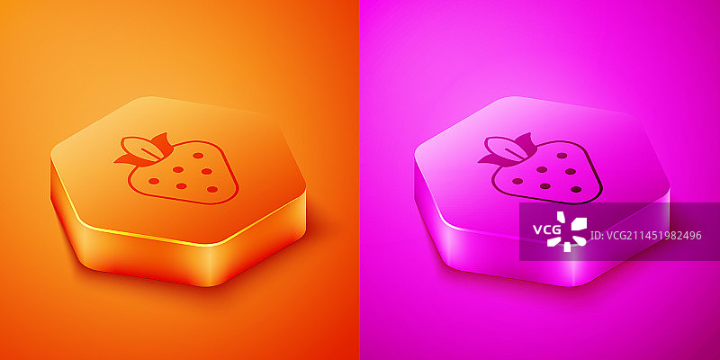 2.5D禁止草莓图标，橙色背景图片素材