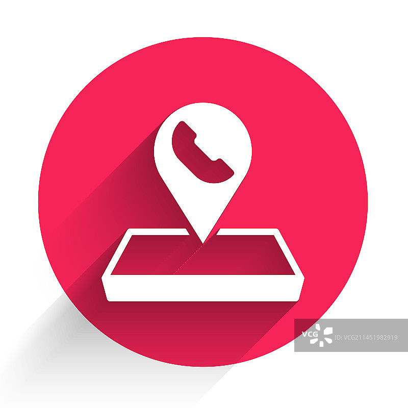 带有电话或通信符号的白色地图指针图片素材