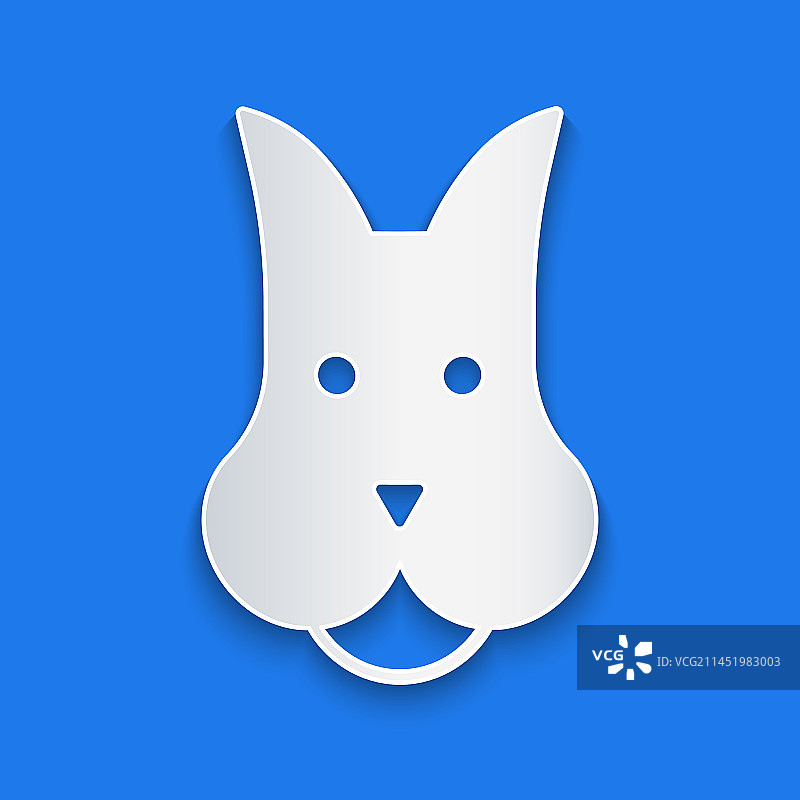 蓝色背景上的剪纸风格狗图标图片素材