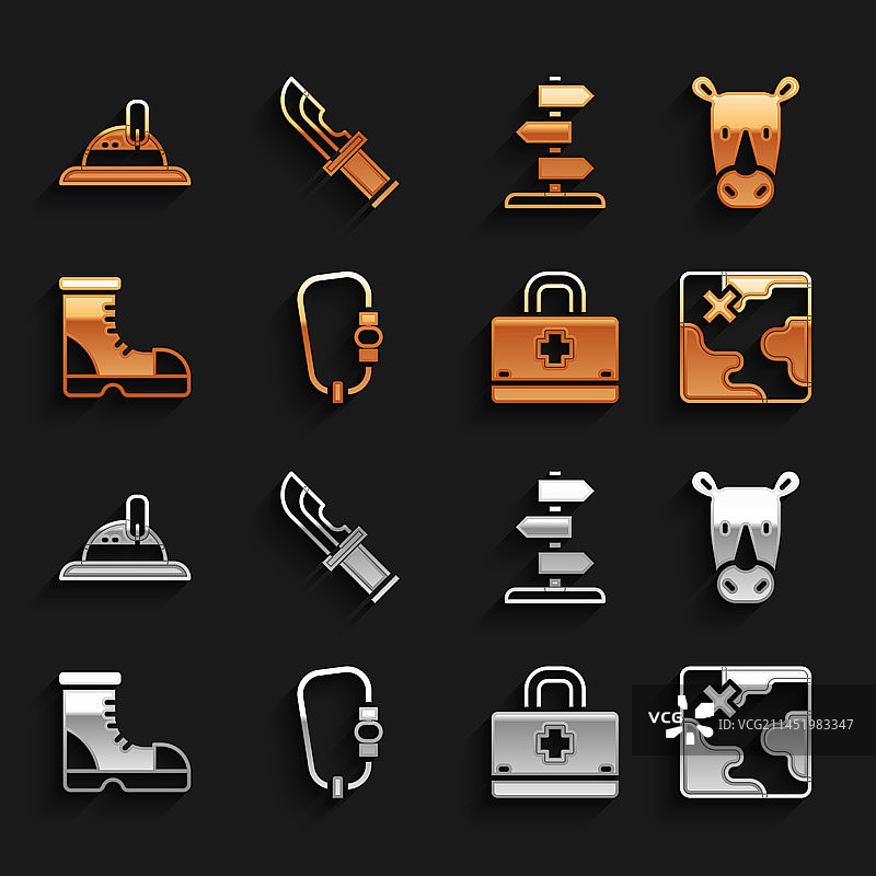 登山扣犀牛非洲狩猎地图套装图片素材