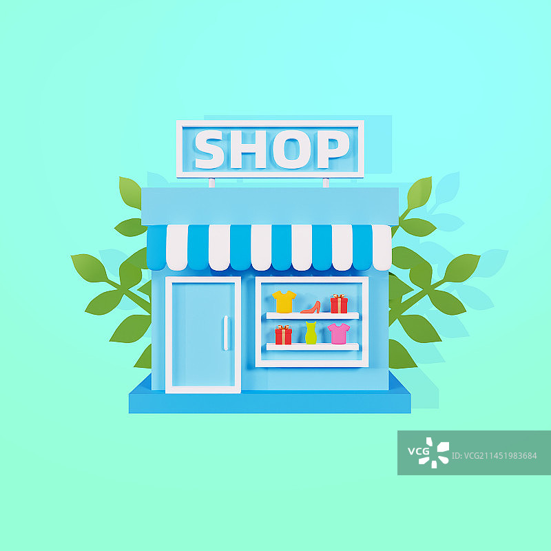 3D立体商店购物电商小程序插画图片素材