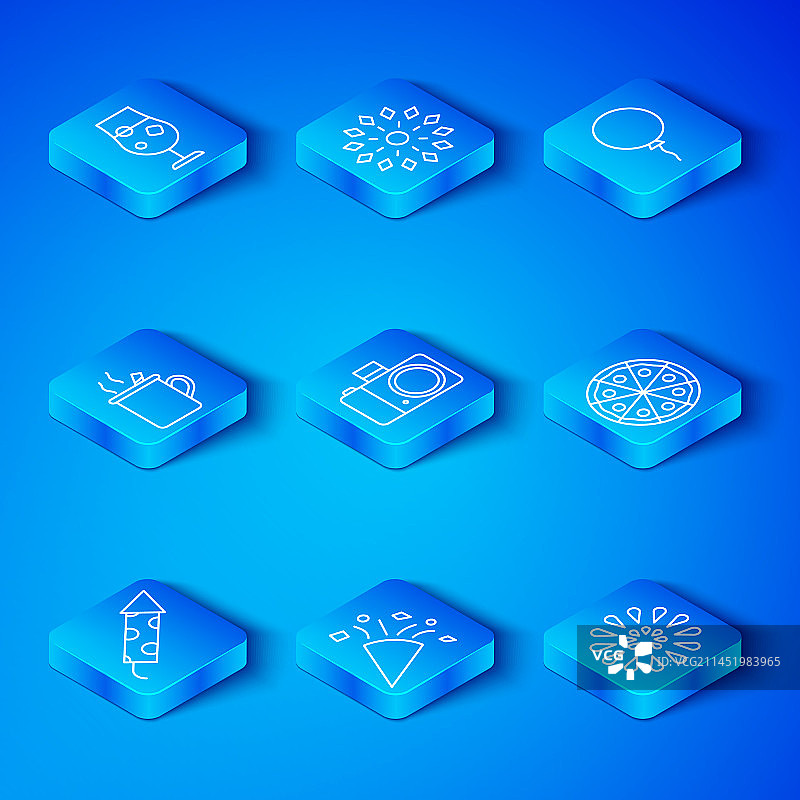 烟花、火箭、相机和节日装饰图案图片素材