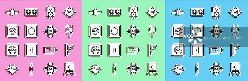 一组线条：变压器、配电盘图片素材