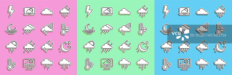 线条云雨月亮星星图案图片素材