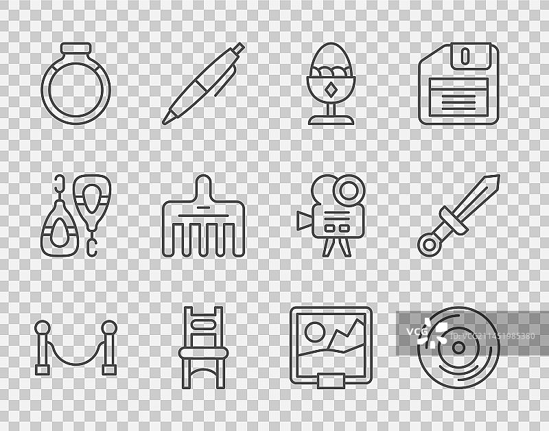 绳索屏障黑胶唱片鸡鸡蛋线条图片素材