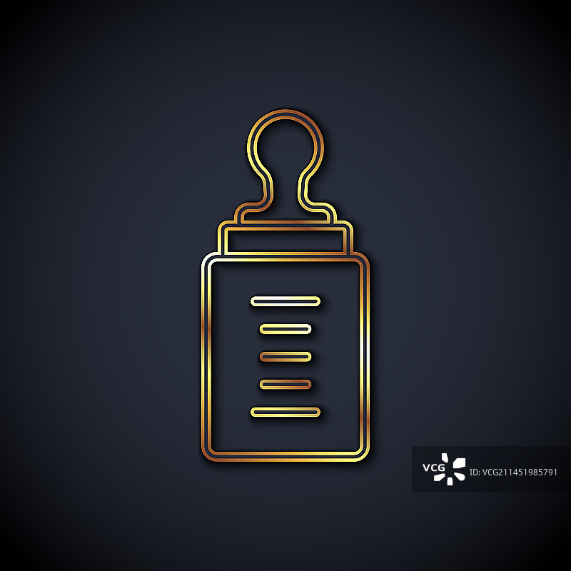 金色线条婴儿奶瓶图标图片素材