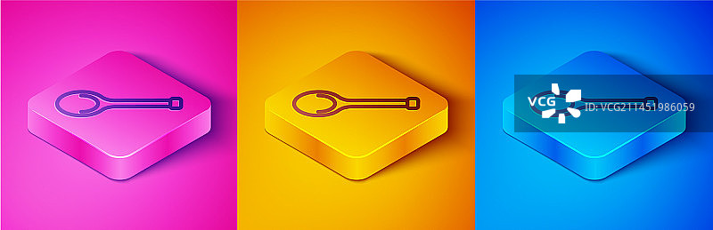 2.5D桑拿勺线性图标，粉色背景图片素材