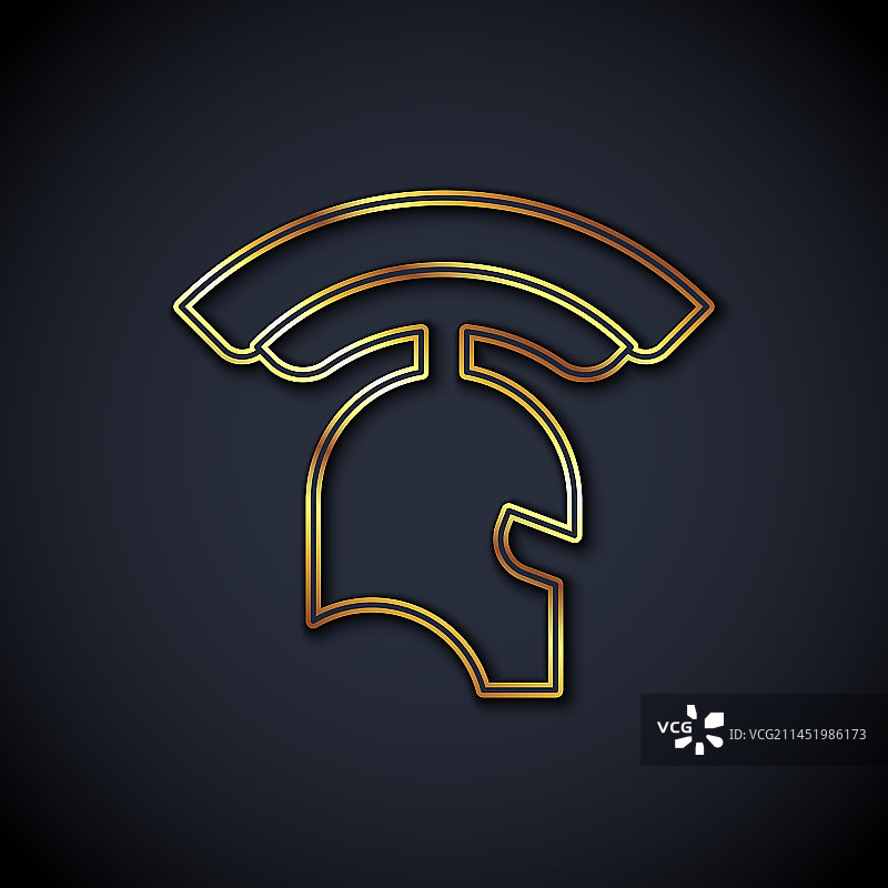 黑色背景上的金色罗马头盔图标图片素材