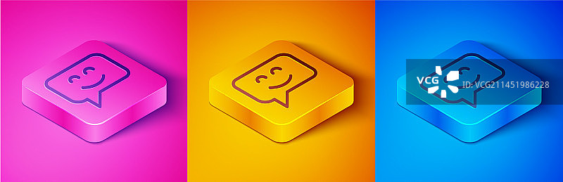 2.5D线条笑脸图标，粉色背景图片素材