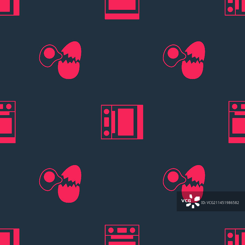 破损的鸡蛋和烤箱无缝图案素材图片素材