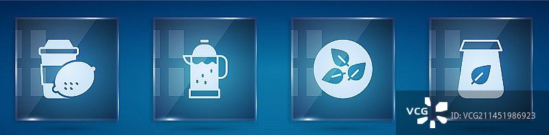 柠檬法压壶茶叶茶杯合集图片素材