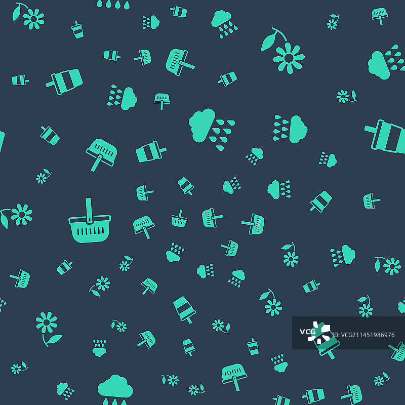 带有雨的云、鲜花野餐篮素材图片素材