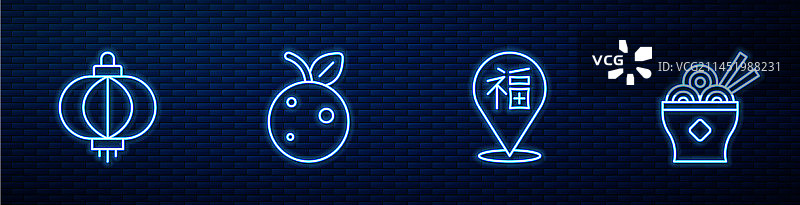 中国新年纸灯笼和桃子图片素材