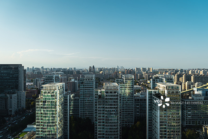 城市风光北京cbd华贸中心北京中信大厦日落晚霞图片素材