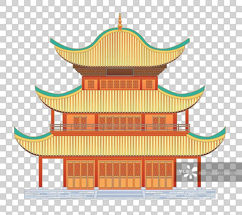 武汉国潮风著名景点建筑岳阳楼矢量元素图片素材