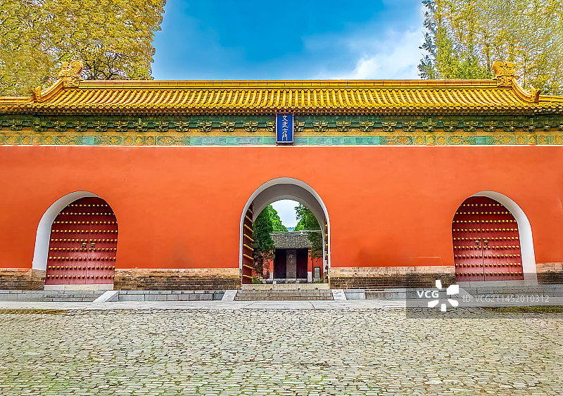 中国规模最大的帝王陵寝－明孝陵,文武方门,冬景,南京钟山,全景图图片素材