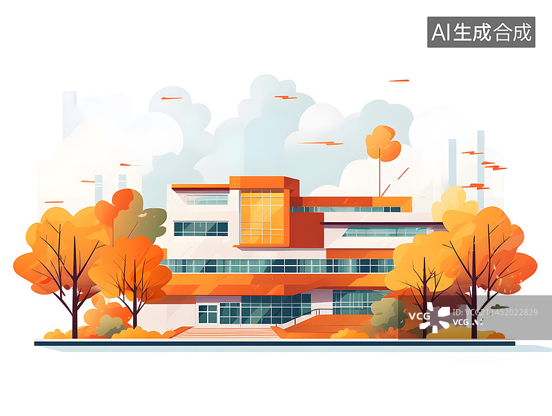 【AI数字艺术】现代学校图片素材