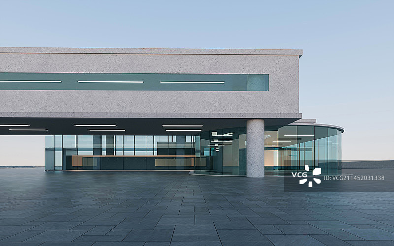 三维渲染玻璃建筑办公大楼建筑广场图片素材