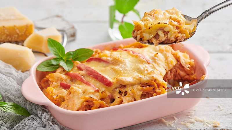 美味的芝士焗饭图片素材