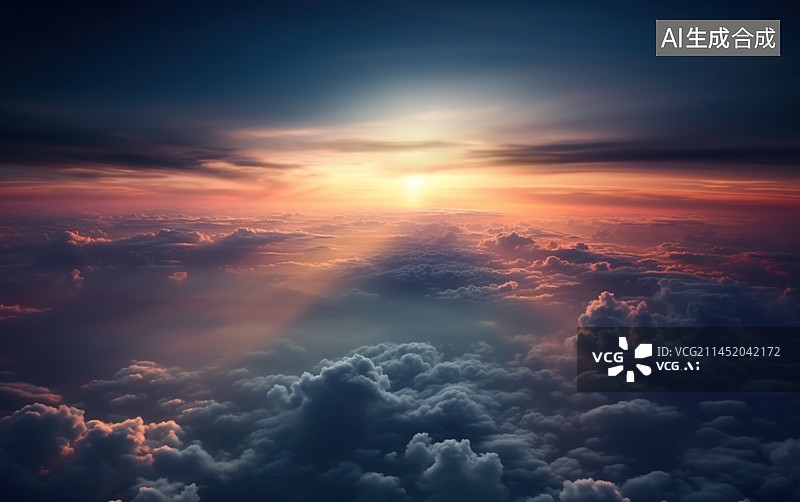 【AI数字艺术】AI生成的插画天空云海图片素材