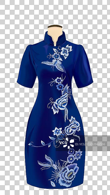 手绘针织刺绣非遗旗袍图片素材