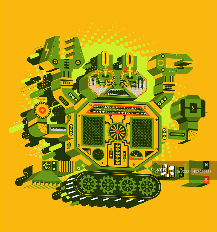 复古机器人插画图片素材