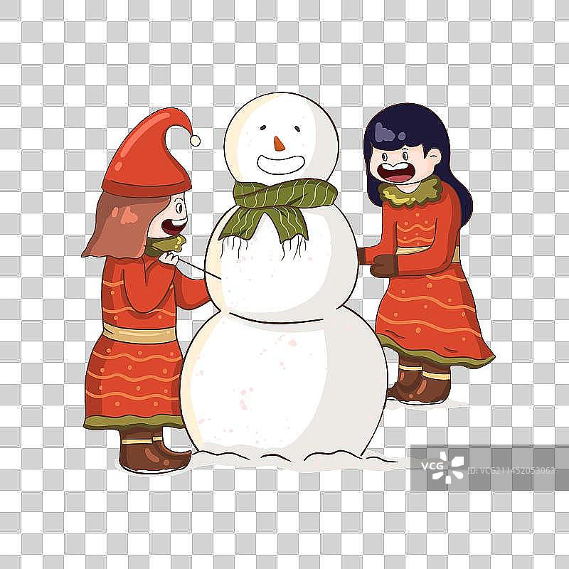 圣诞节堆雪人图片素材