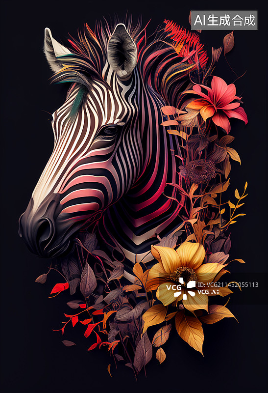 【AI数字艺术】AI生成的插画斑马图片素材