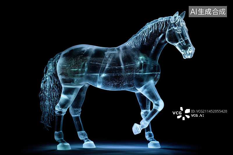 【AI数字艺术】AI生成的创意插图冰雕骏马图片素材