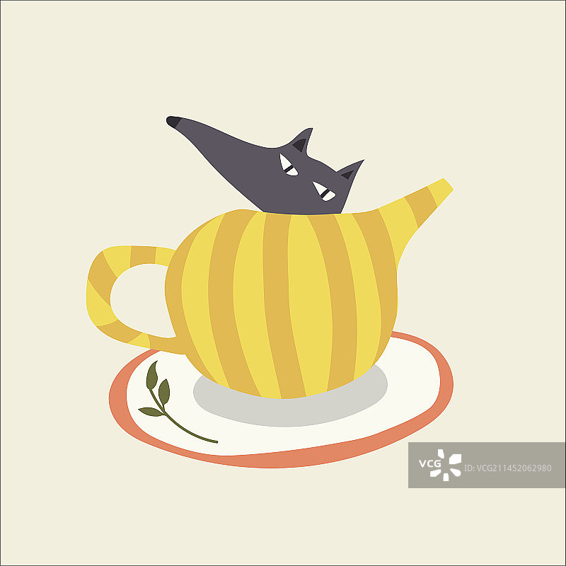 矢量插画，杯子，动物，扁平风，可爱风格图片素材